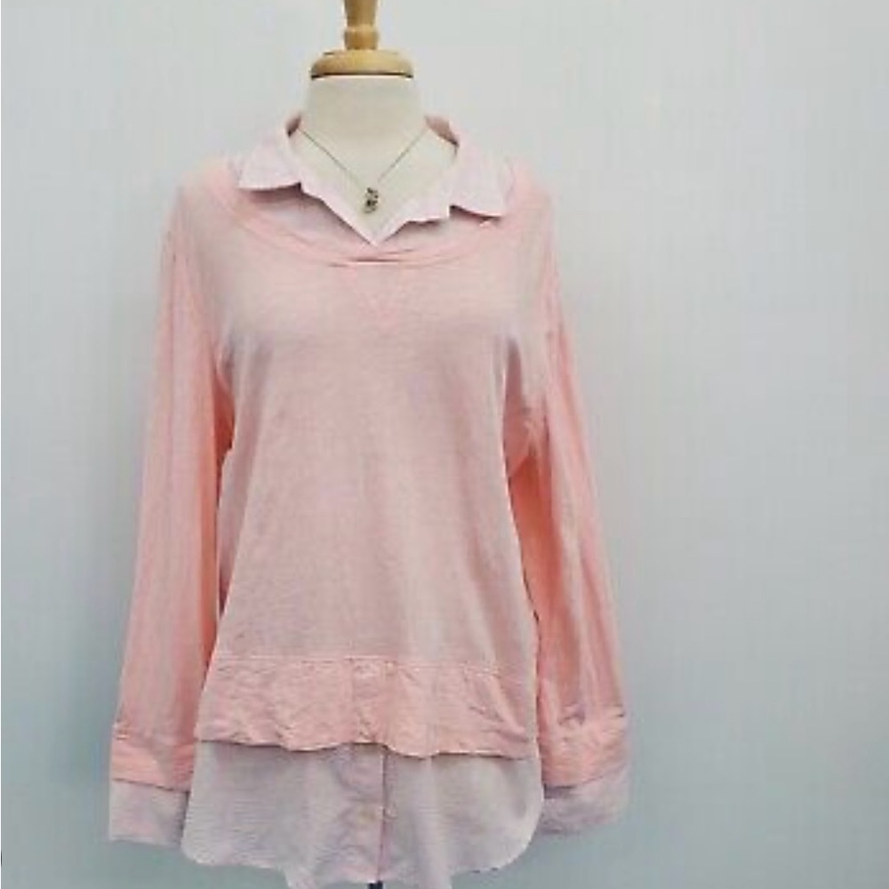 Tommy Hilfiger size M woman  Light Pink Layered Long Sleeve Top